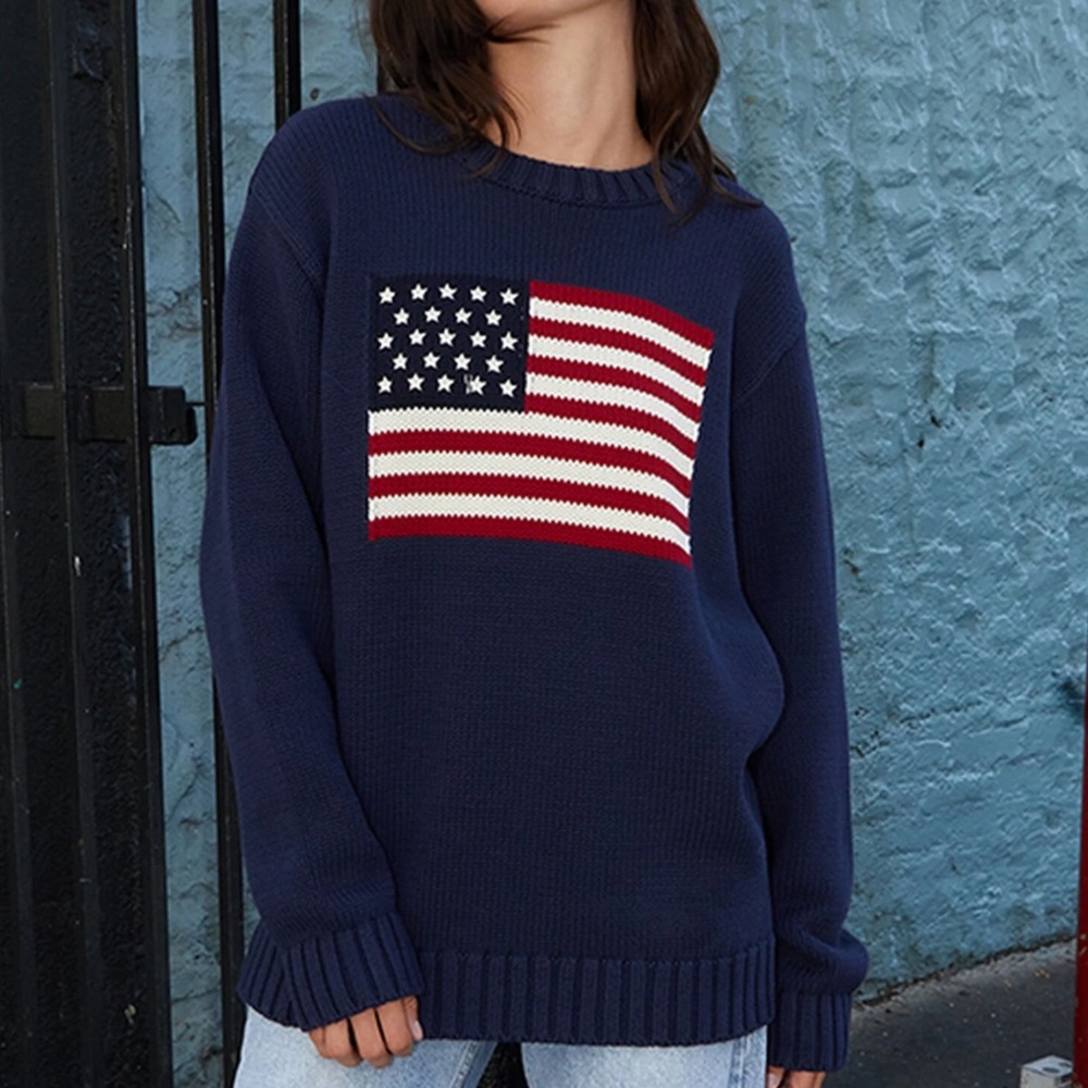 NWOT Navy American Flag Sweatshirt